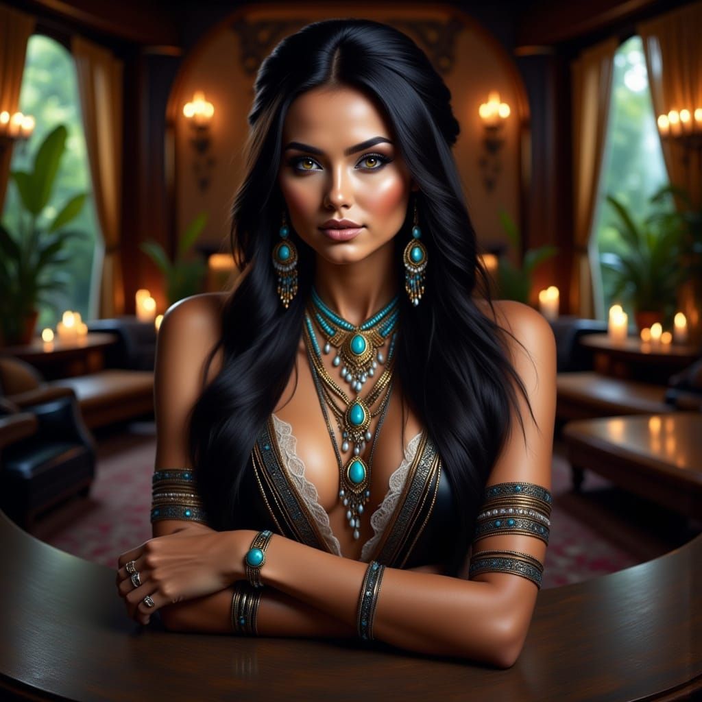 Native American Woman in High Fashion Editorial