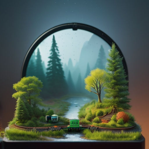 Miniature Train Landscape with Magic Water