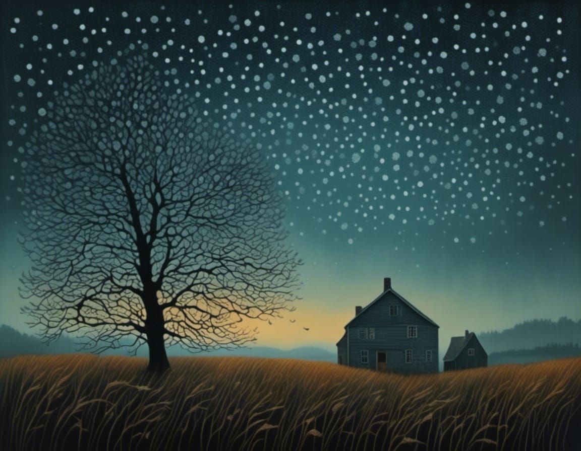 Intricate Night to Day Transition in Carved Style