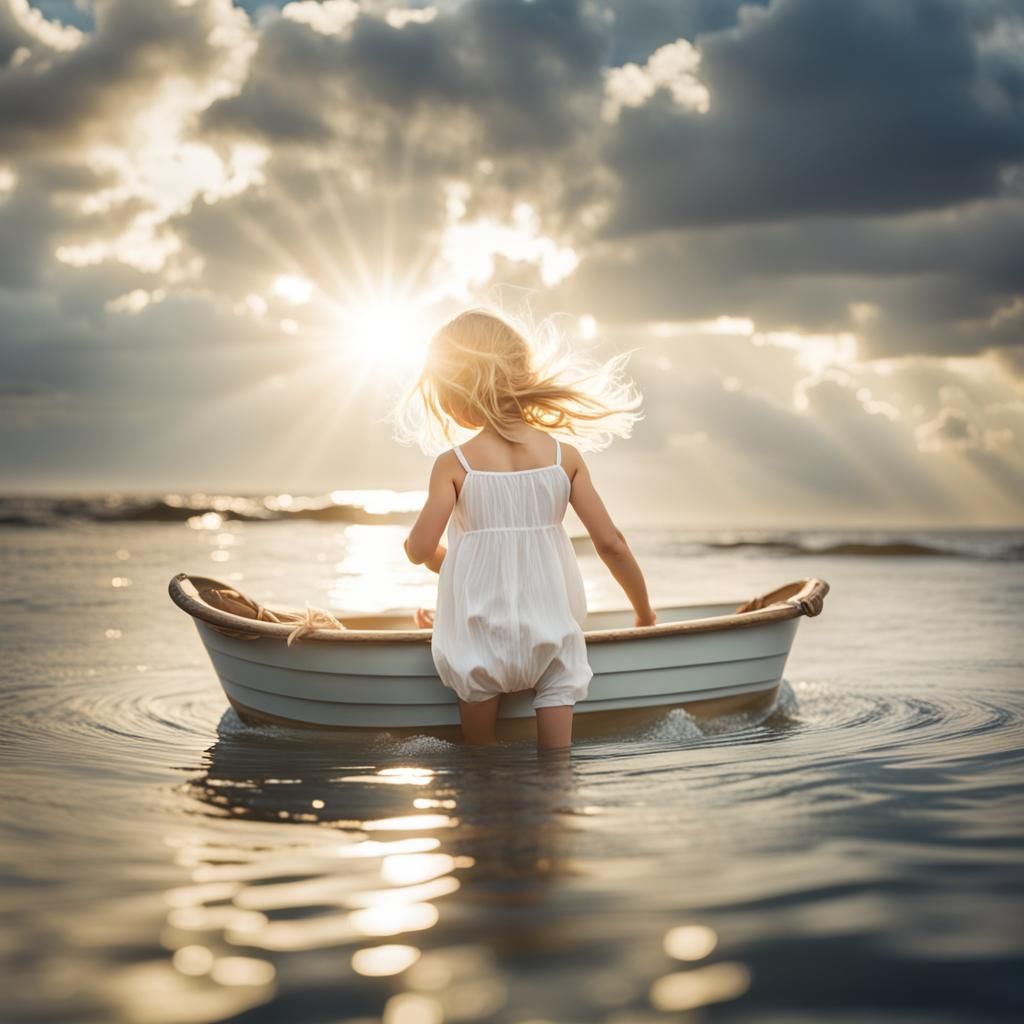 Blonde Sisters Playfully Splashing in the Sea