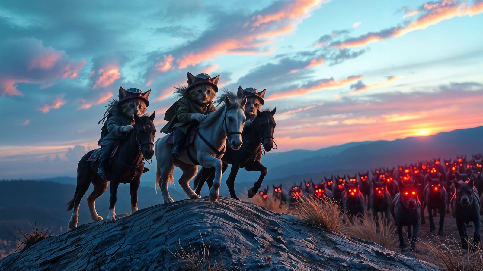 Four Horsemen of Apocalypse Ride Cute Kittens into Dawn