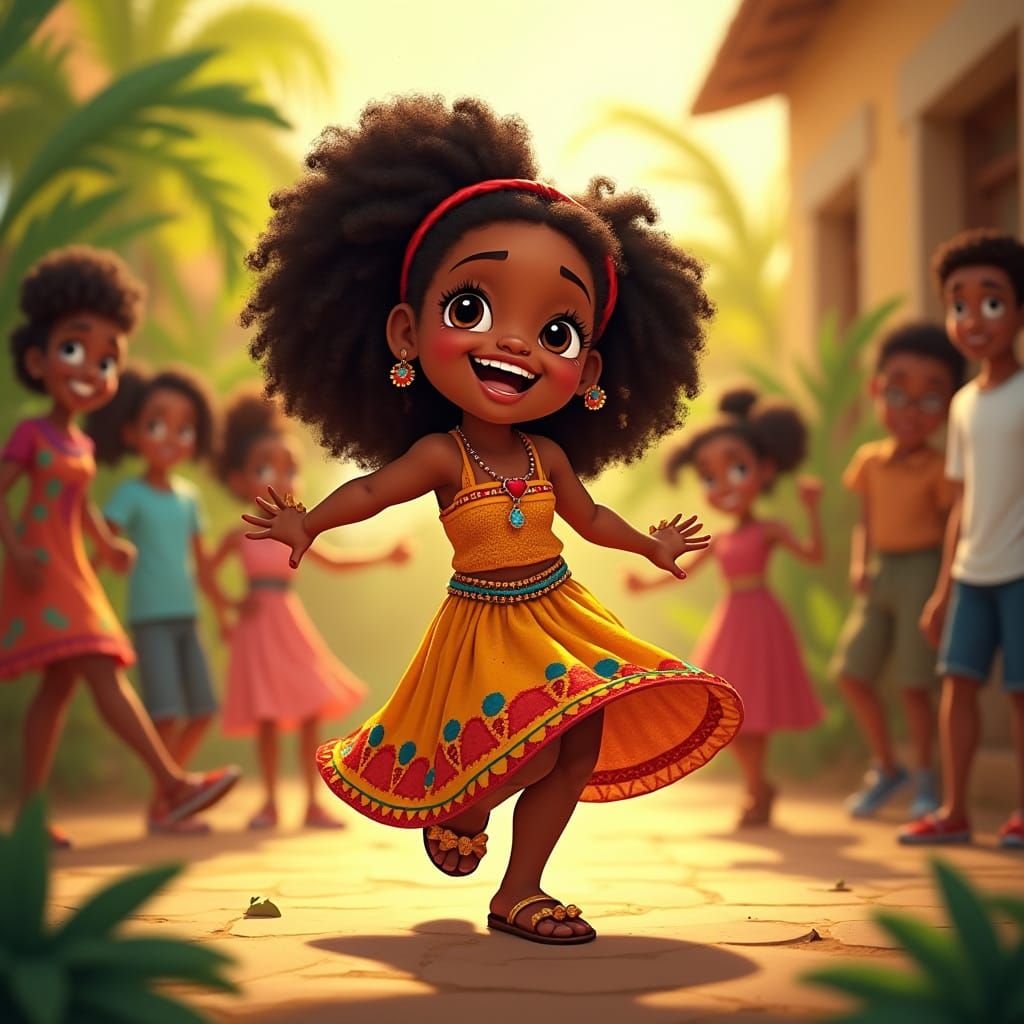 Black Girl Dancing in Caribbean Style Animation