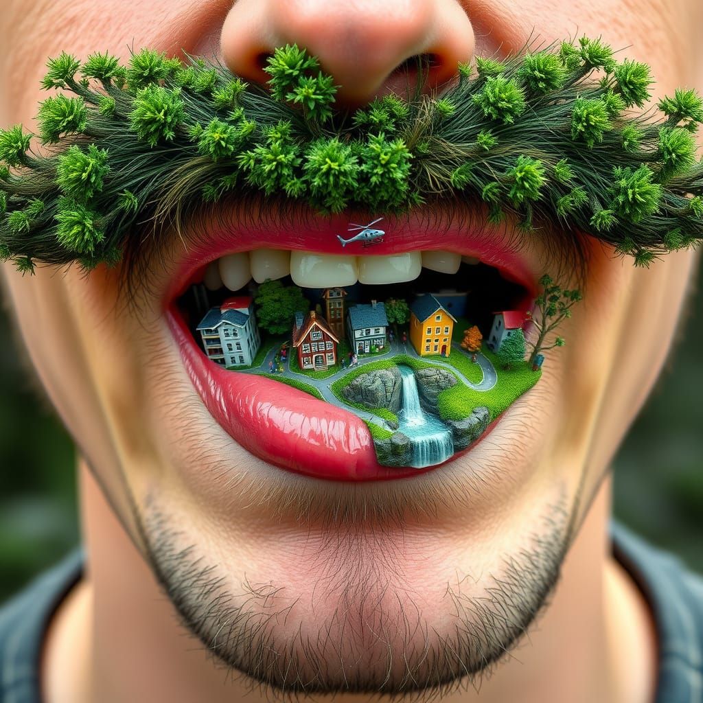 Surreal Cityscape Mouth in Photorealistic Style
