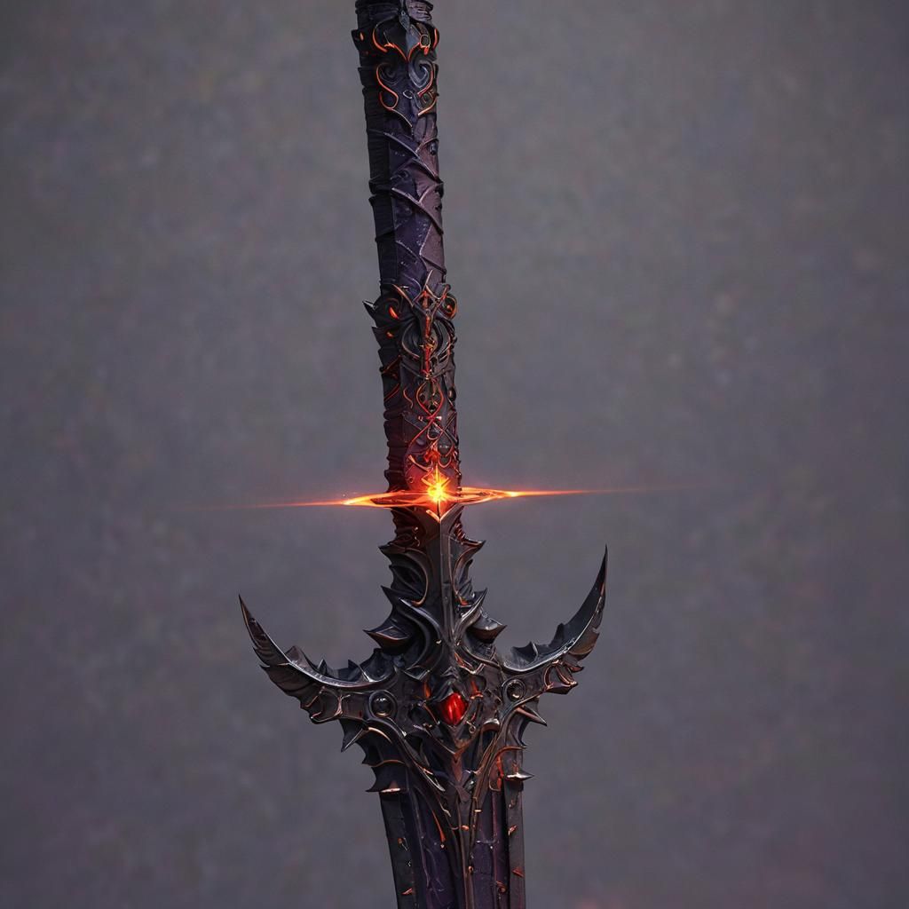Glowing Sword in Dark Fantasy Style