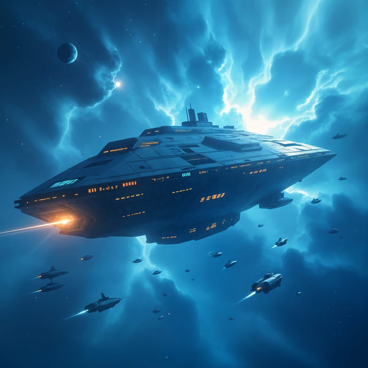 Massive Derelict Mothership in Nebula