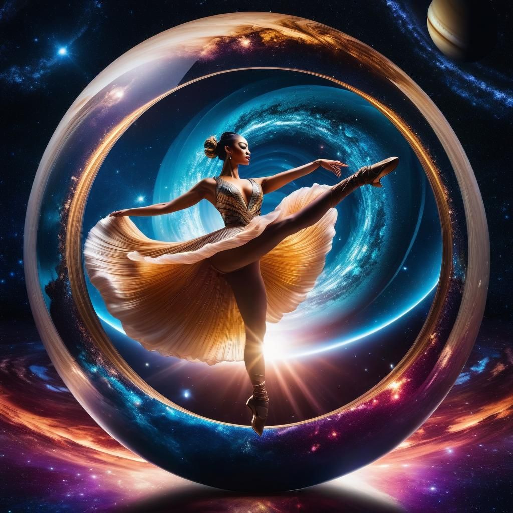 Ballerina Dancing in Cosmic Sphere