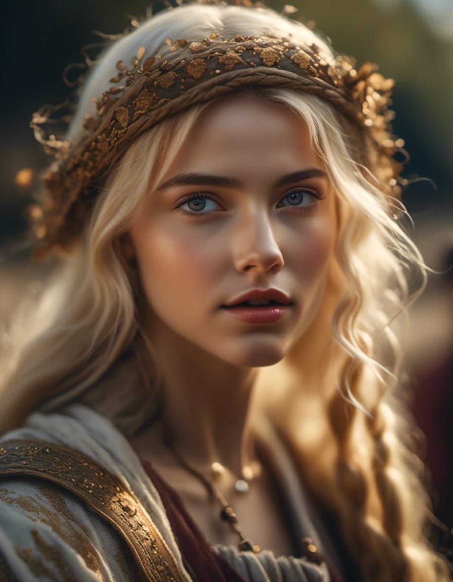 <lora:MakeItPretty:1.1> blonde medieval peasant girl with a ...