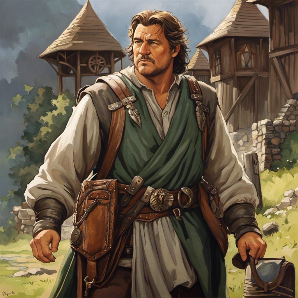 Chubby Blacksmith in Studio Ghibli Watercolor