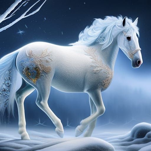 Icy Fantasy Horse Concept Art in 16k