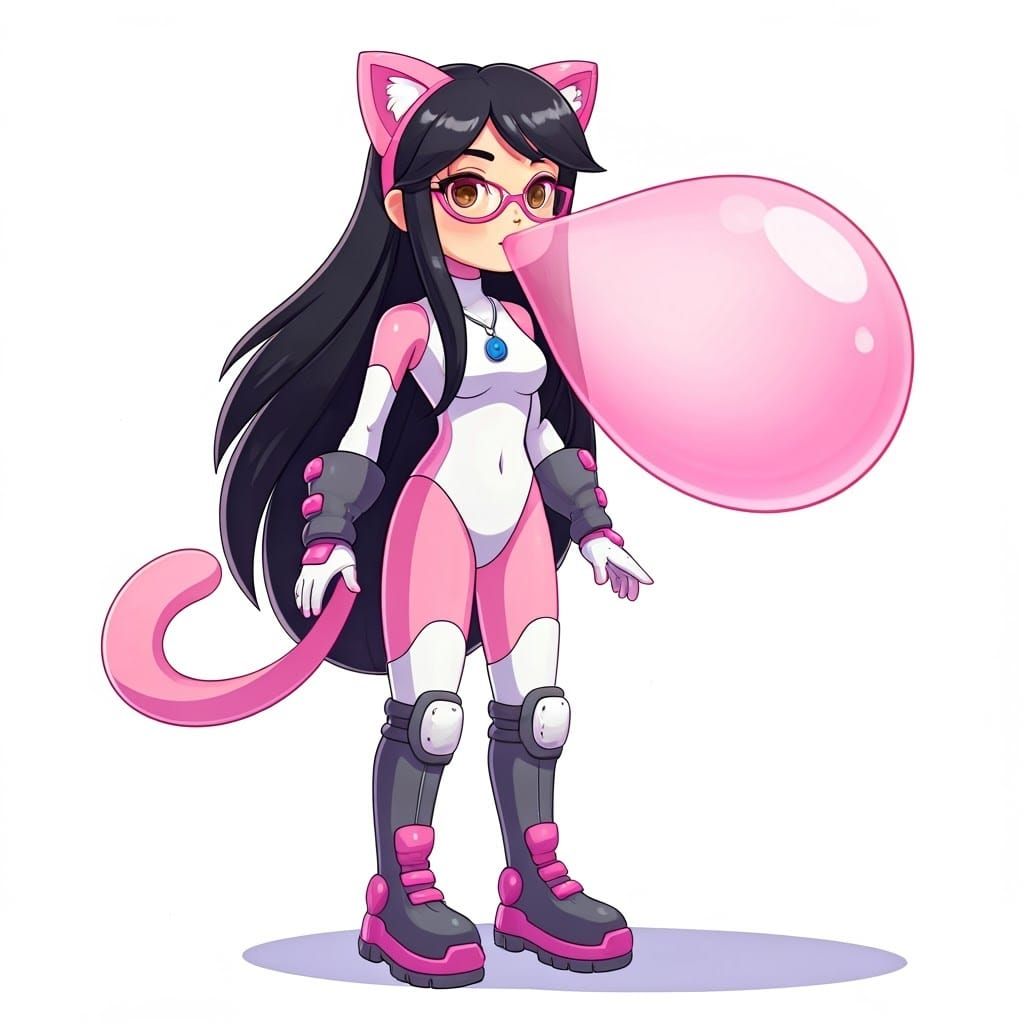 Quirky Heroine Blows Pink Bubble