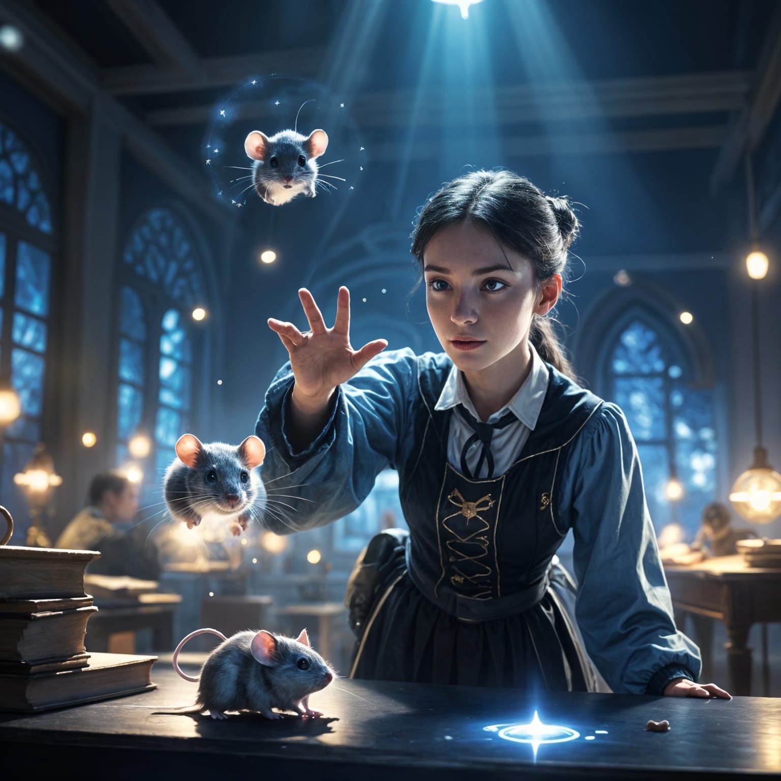 Dark Magic Student Levitates Mouse with Spell