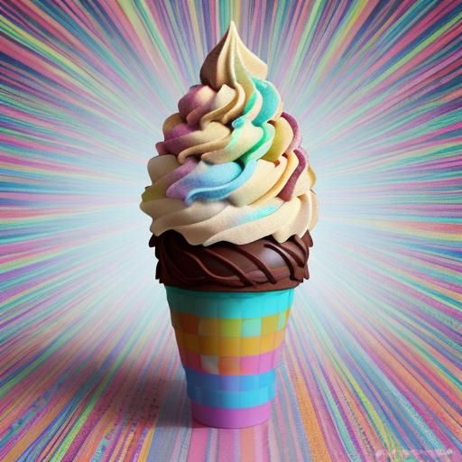 Eleven-Scoop Rainbow Sprinkled Ice Cream Cone