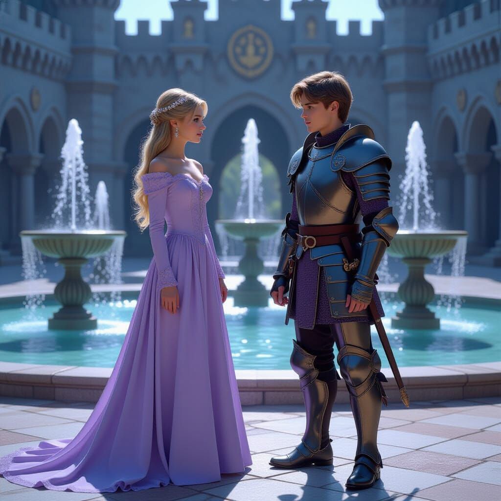 Teenage Girl & Boy at Seven Fountains, Fantastical Style