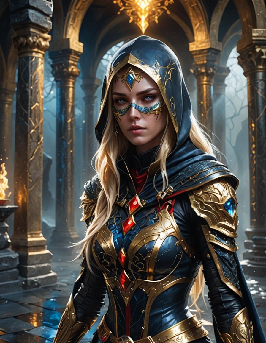 Fantasy Assassin in Mystical Temple: Matte Painting