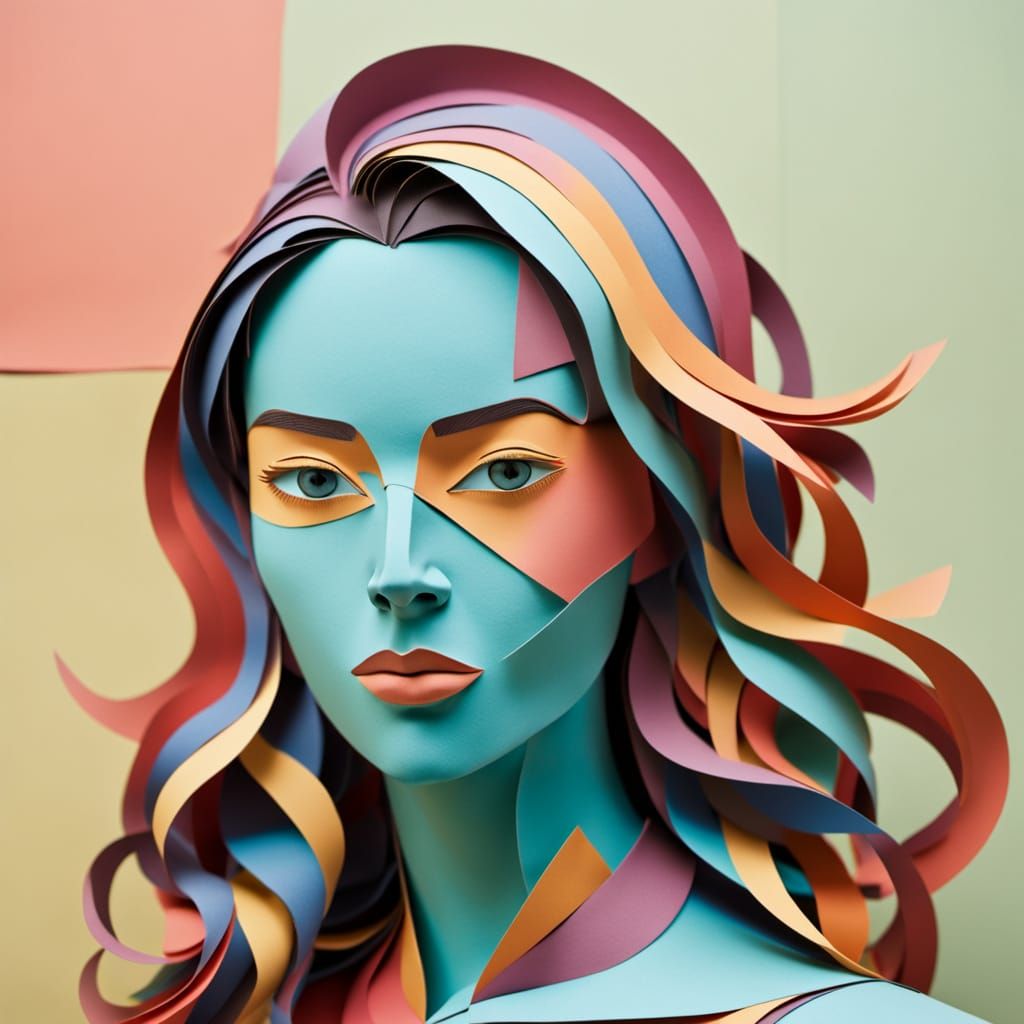 Stunning Paper Woman Portrait: Paper Play in Color