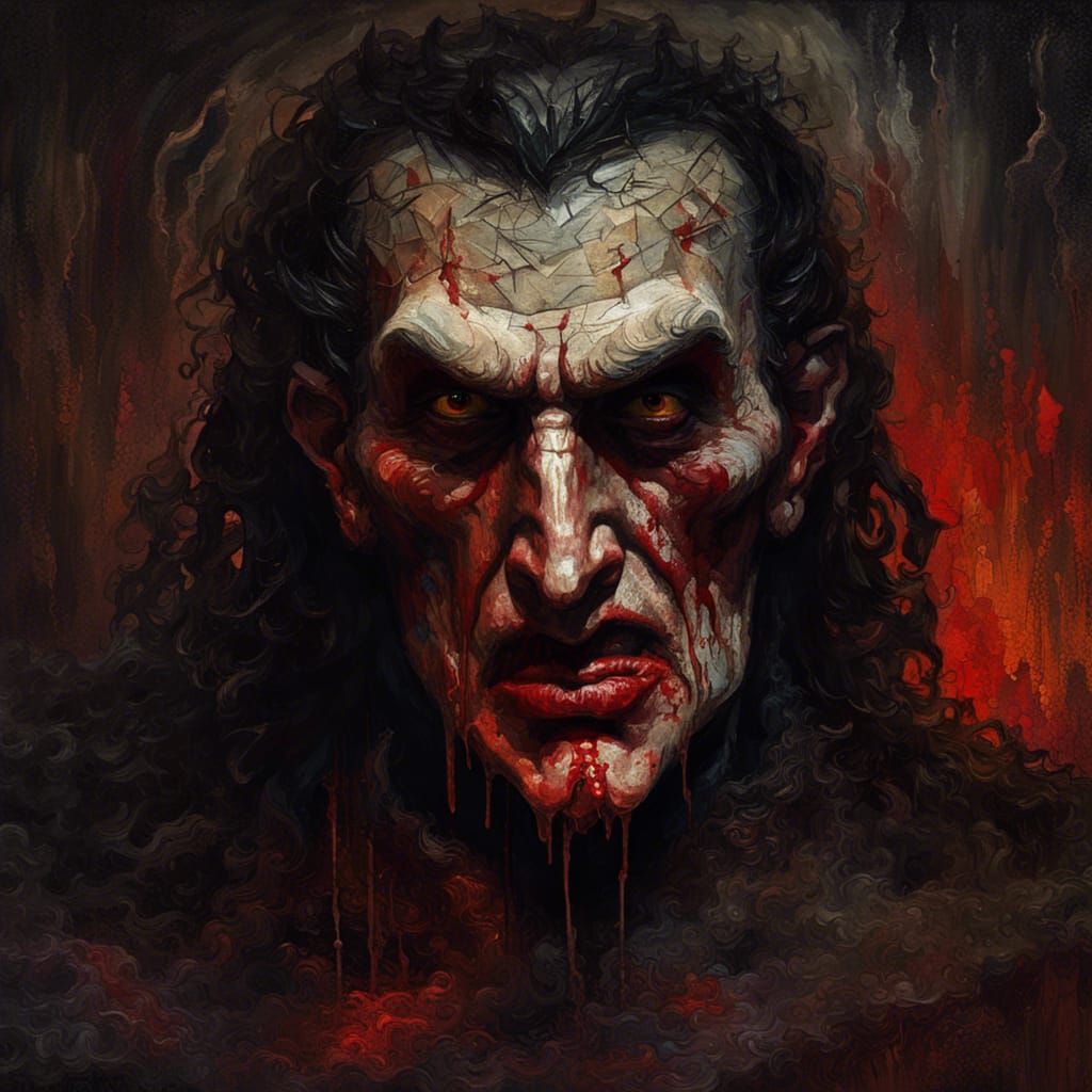 Disturbing Minecraft Dracula as Impressionist Painting