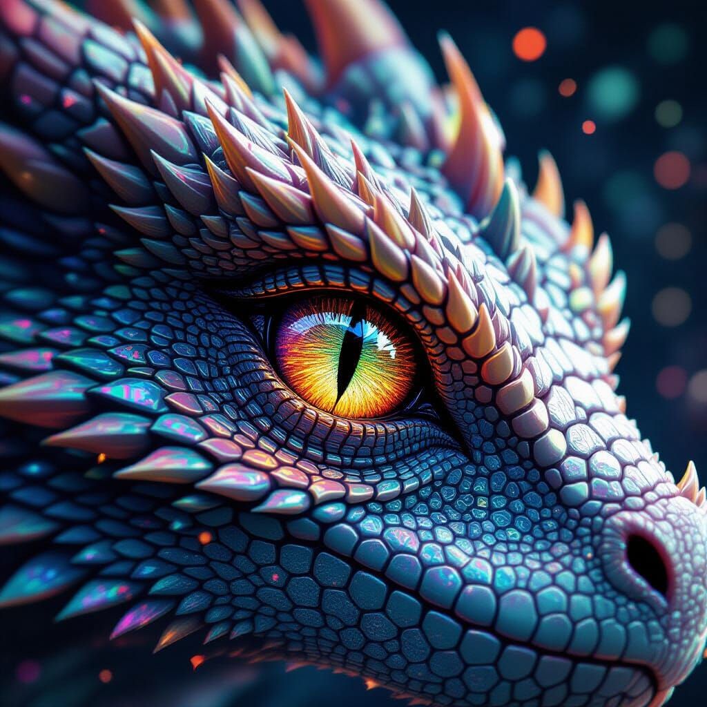 Dragon Eye: Ethereal Iridescence Fractured by Digital Glitch...