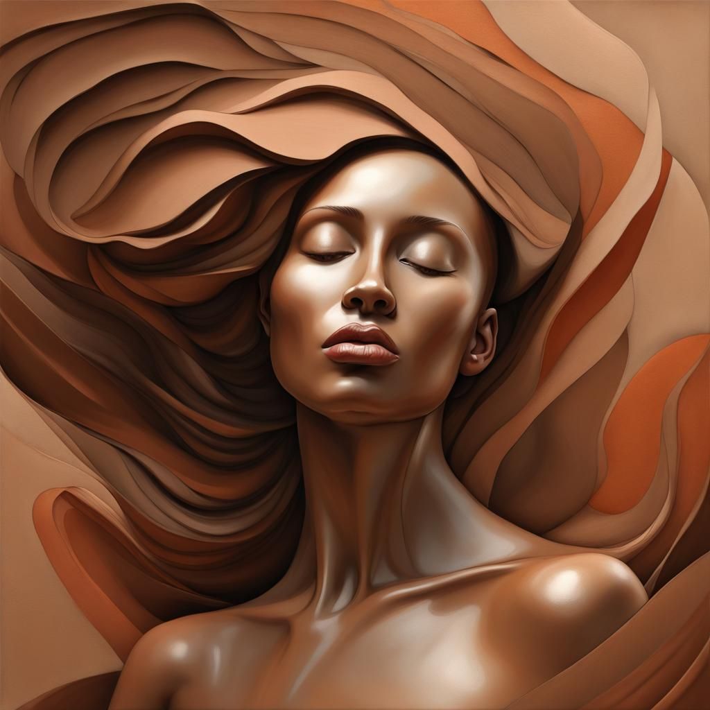 Abstract Woman in Earth Tones: 3D Render
