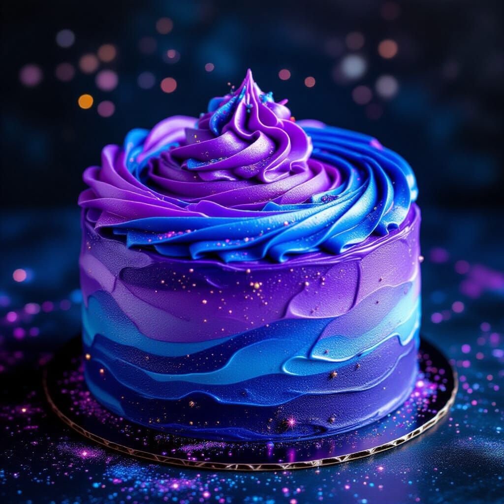 Vibrant Galaxy Cake with Shimmering Glitter