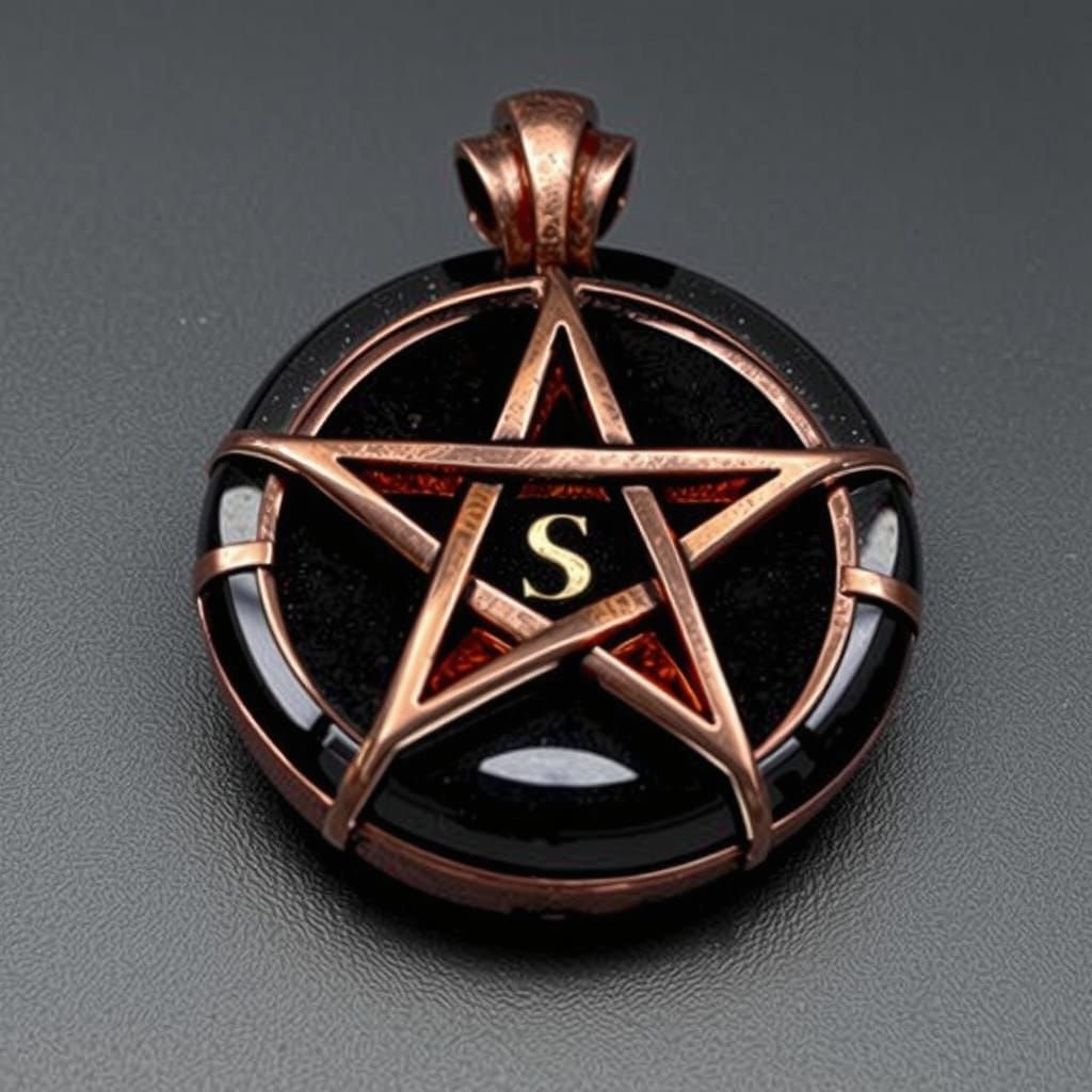 Mystical Gemstone Pentacle in Copper