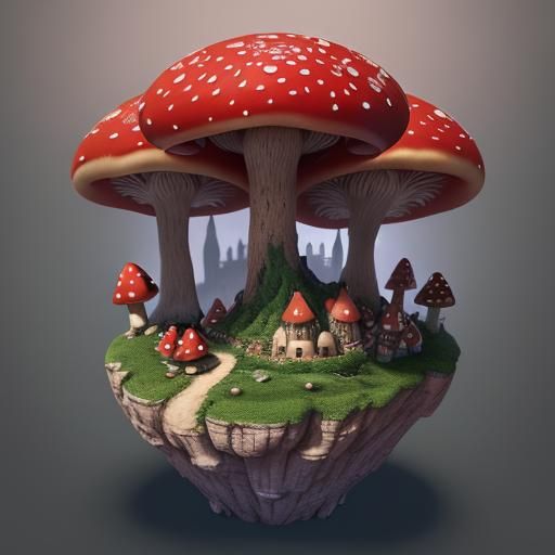 Fantasy Mushroom Castle Concept Art in 8k