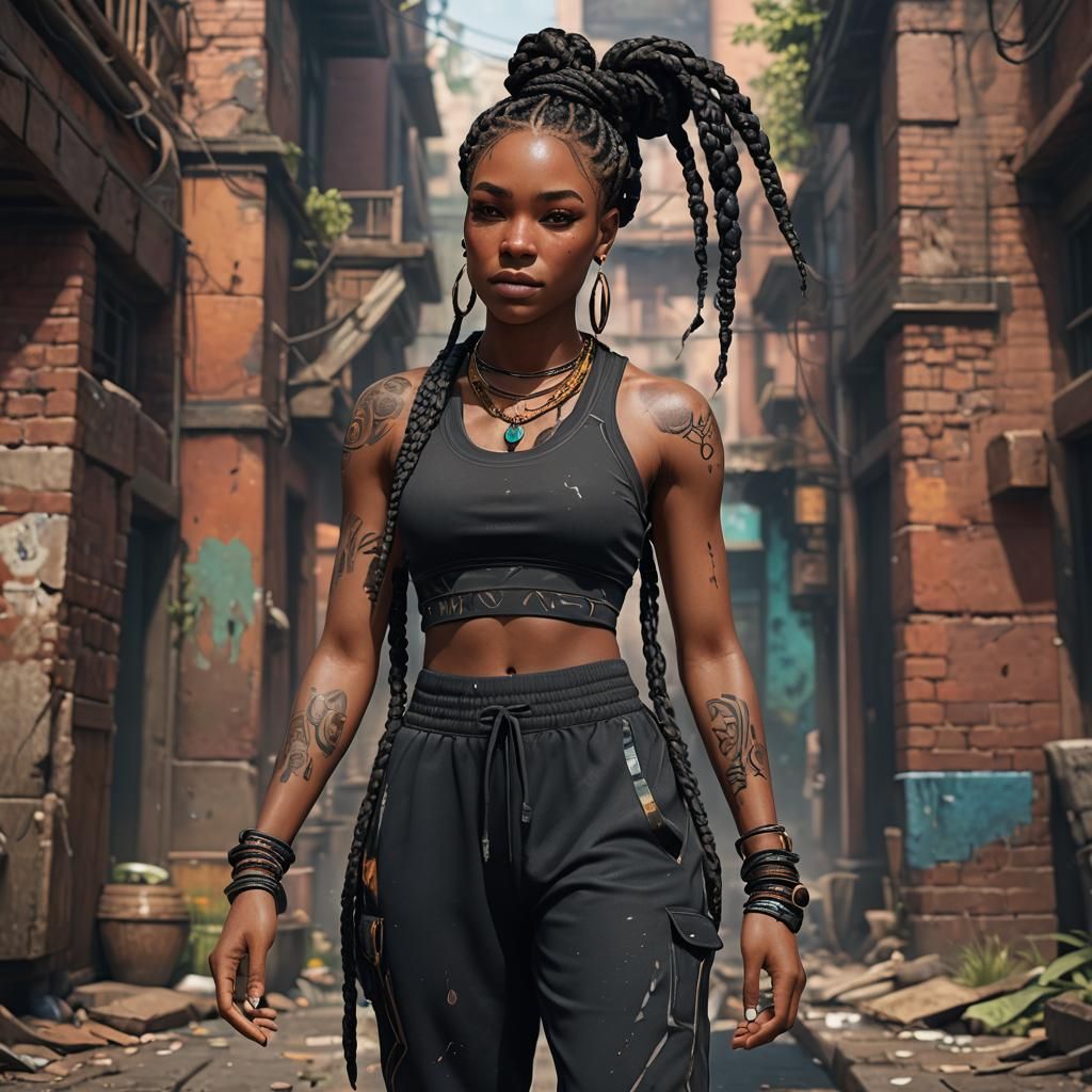 Black Girl with Braids in Fantasy Concept Art