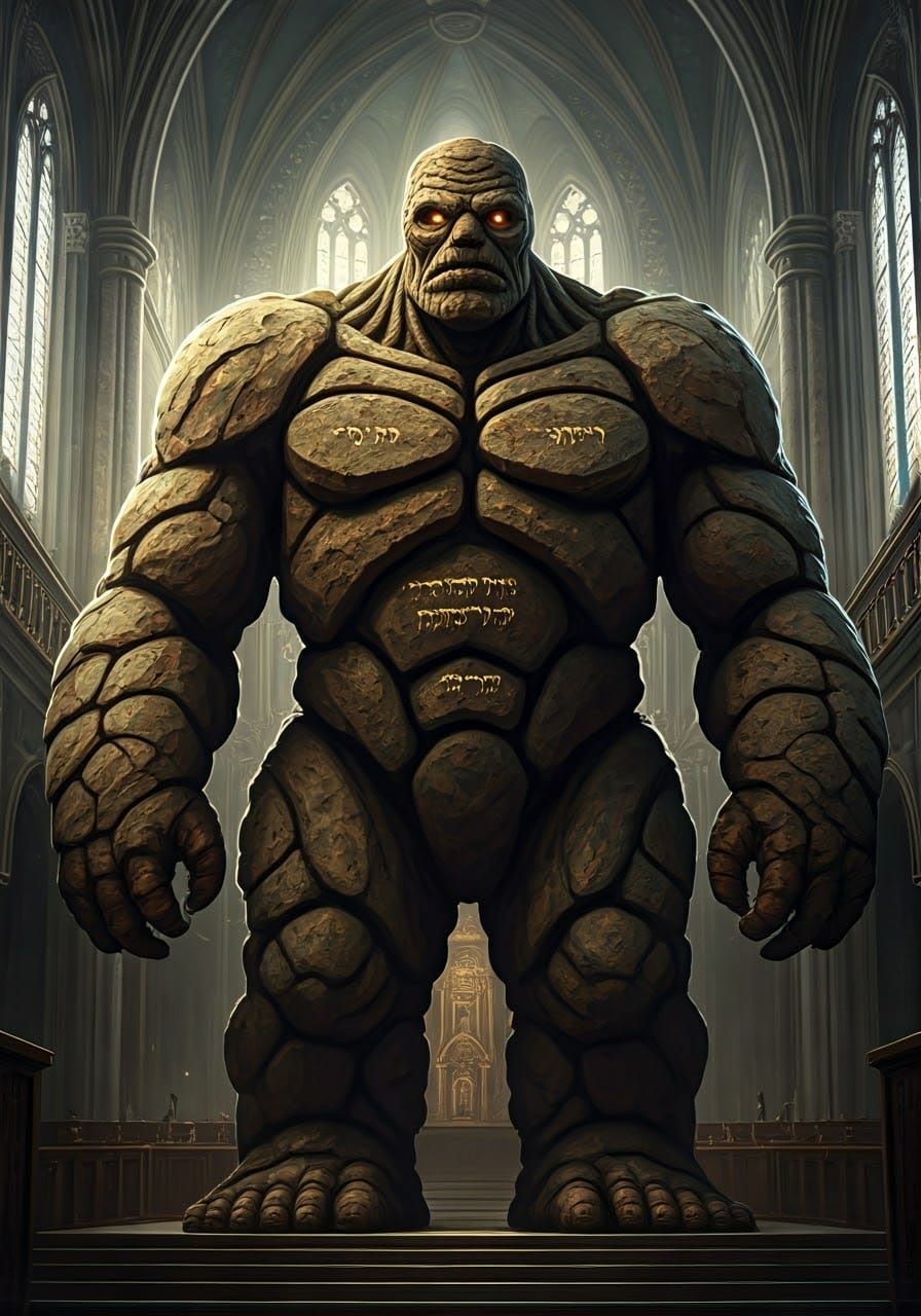Ancient Clay Golem Guards Mystical Synagogue