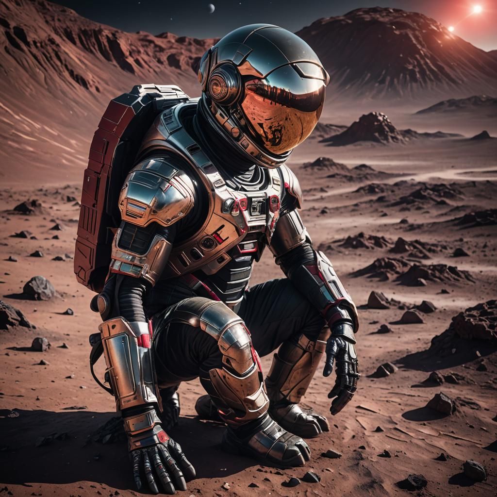 Astronaut on Alien Planet in Sci-Fi Style