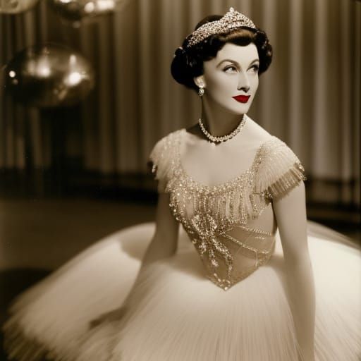 Vintage Ballerina in Arabesque Pose: Detailed Fantasy Photo