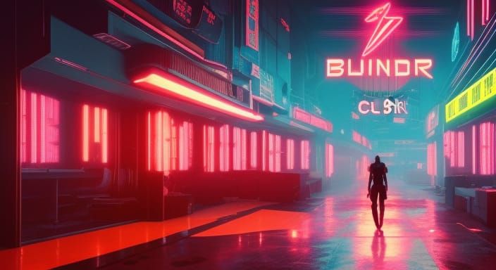 Cyberpunk Club Interior with Neon Lights