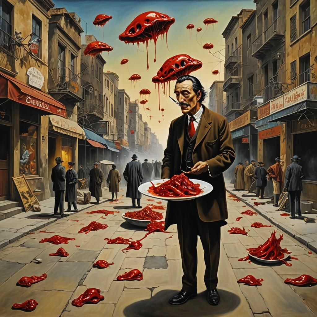 Desolate Figures Wander in a Surreal Landscape