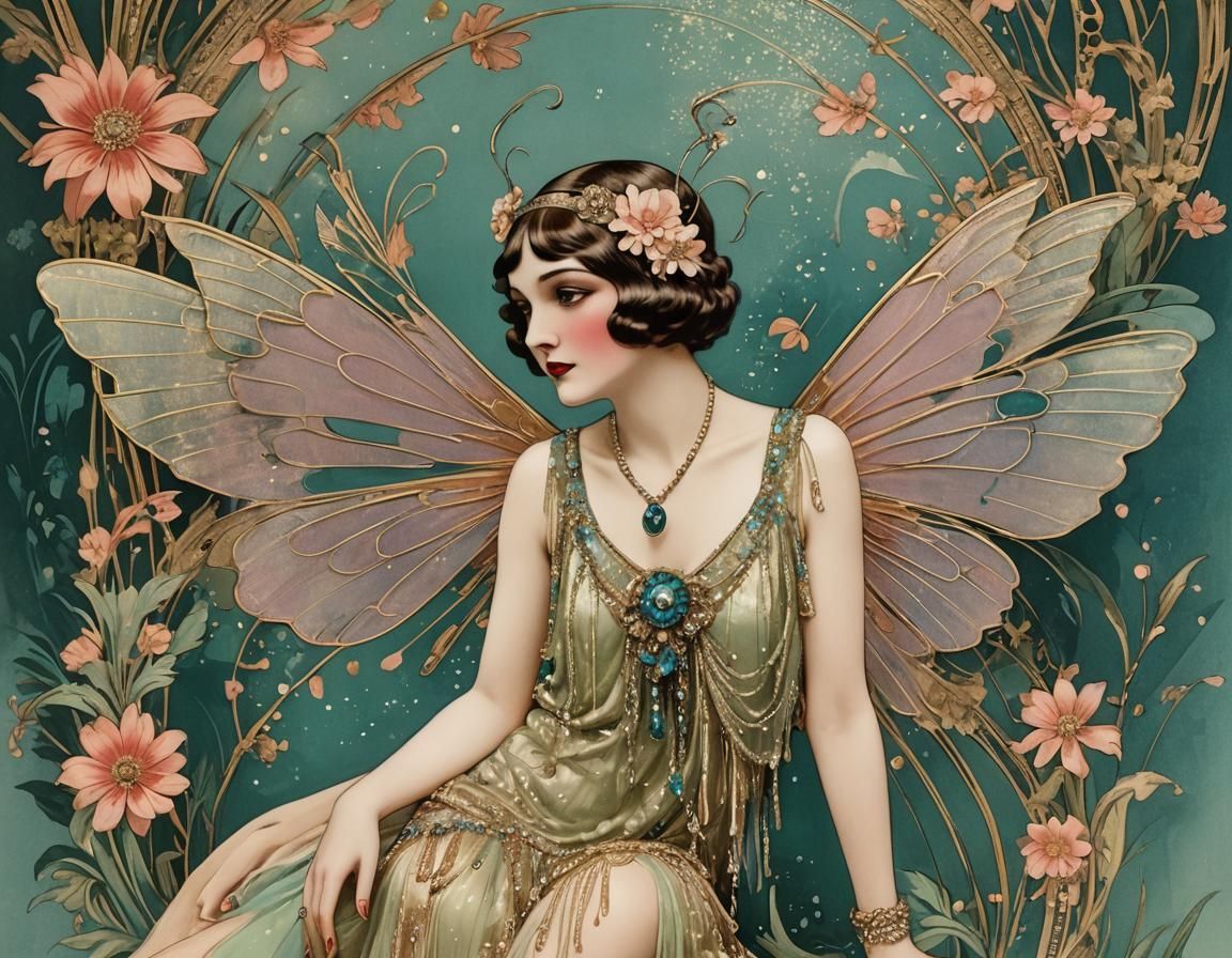 Colorful Fairy Flapper Illustration