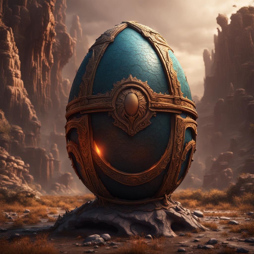 Detailed Trojan Egg Concept Art in Deep Color
