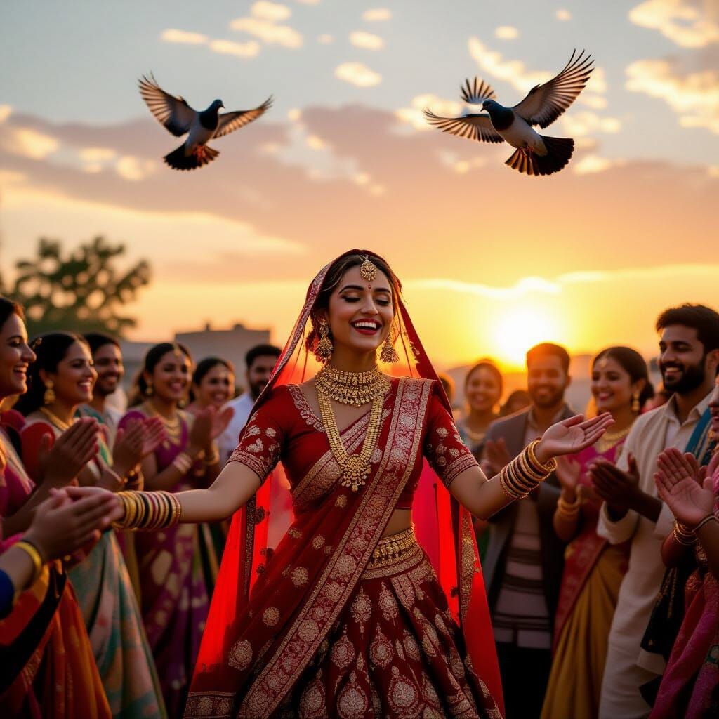 Joyful Indian Village Fair at Sunset