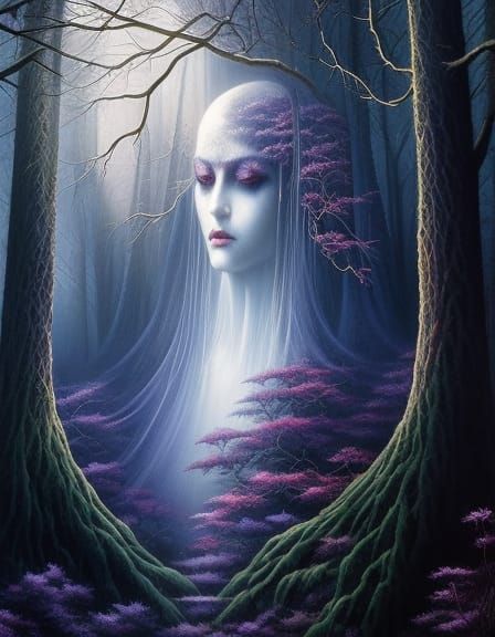 Ethereal Banshee Portrait in Surreal Horror Style