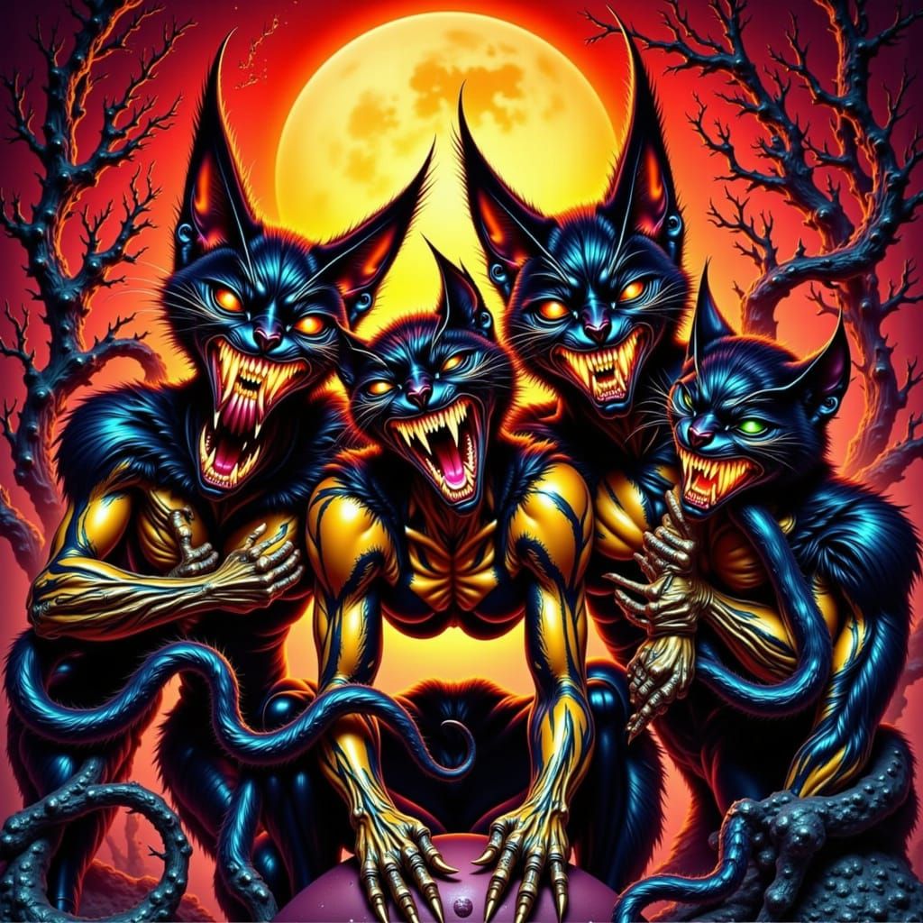 Night Of The Cat People 1950s Retro Pulp Comic Poster