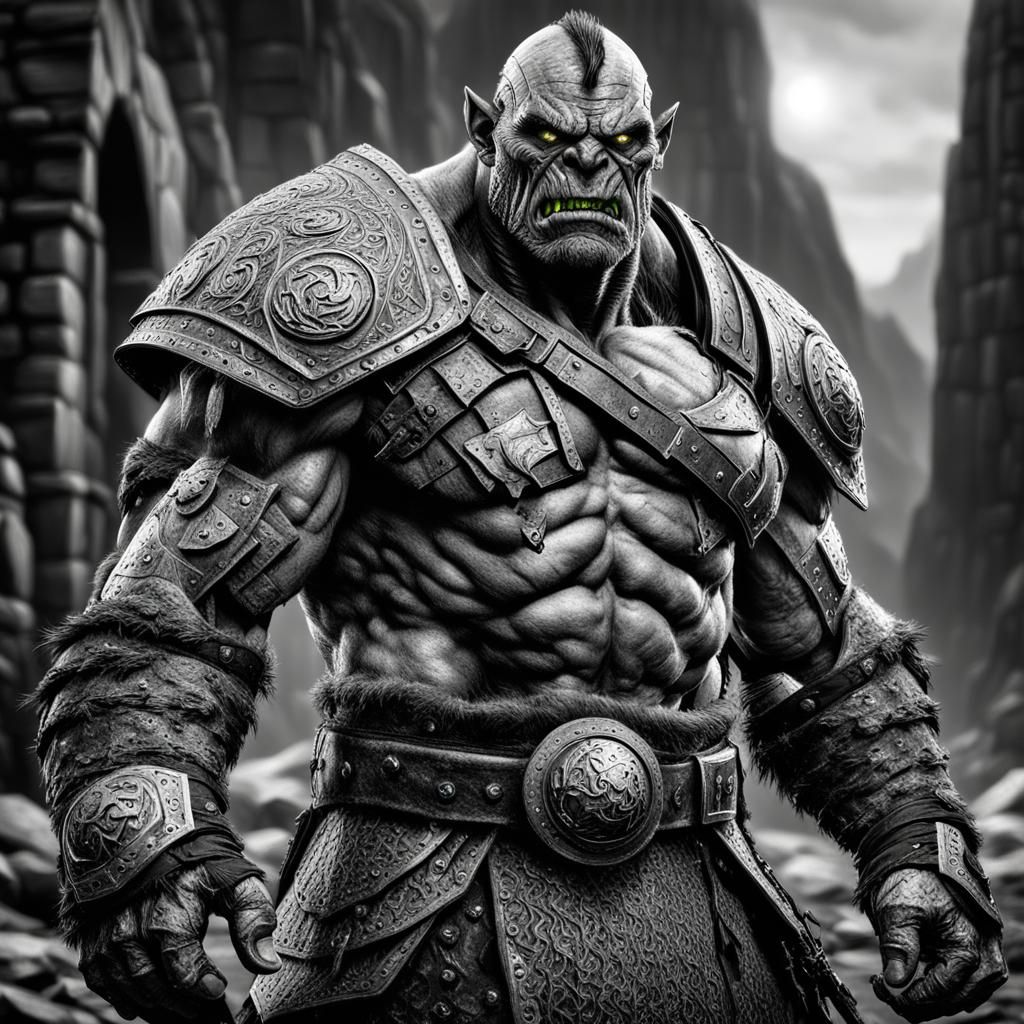 Orc Warrior in Gleaming Armor: Fantasy Art