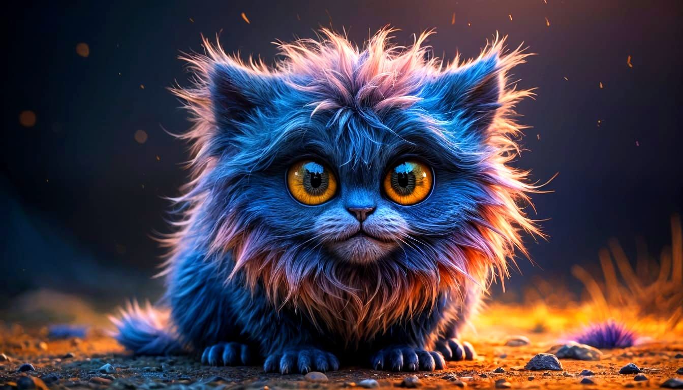 Adorable Fuzzy Creature in Pixar Style