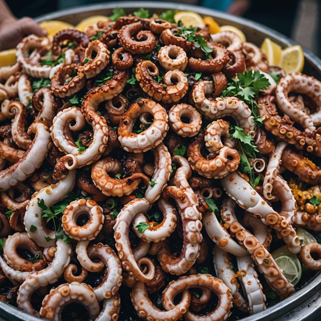 Octopus Shawarma: Culinary Art in Street Food Photography