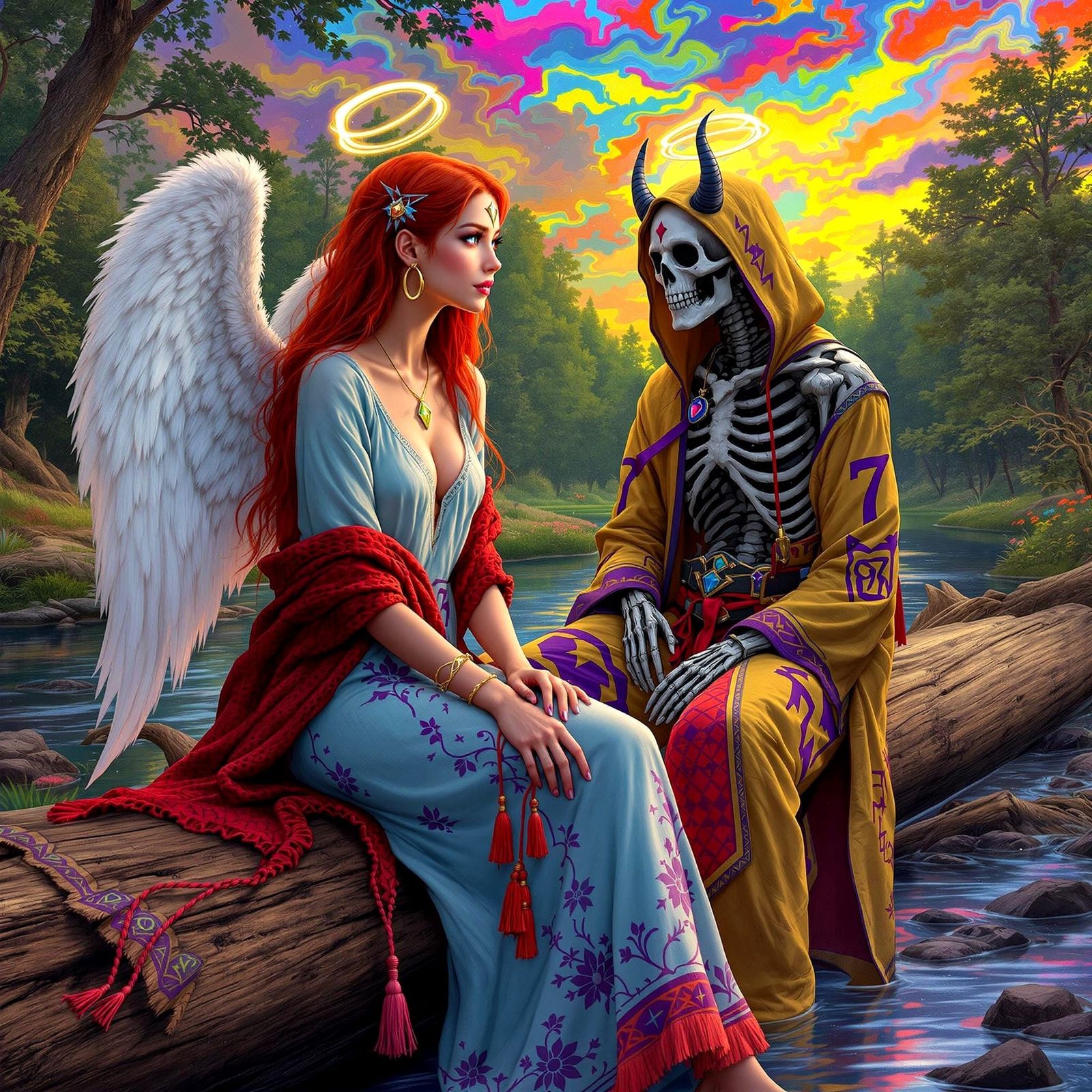 Ethereal Angel Maiden Meets Mysterious Skeleton Suitor