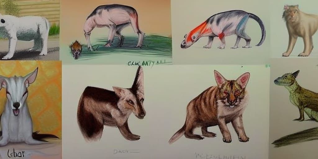 Realistic Drawing of Diverse Animal Kingdom