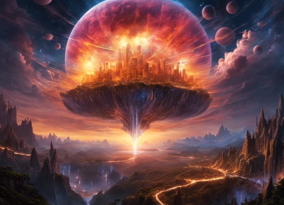 Cloud City on Mountain Planet, Digital Art