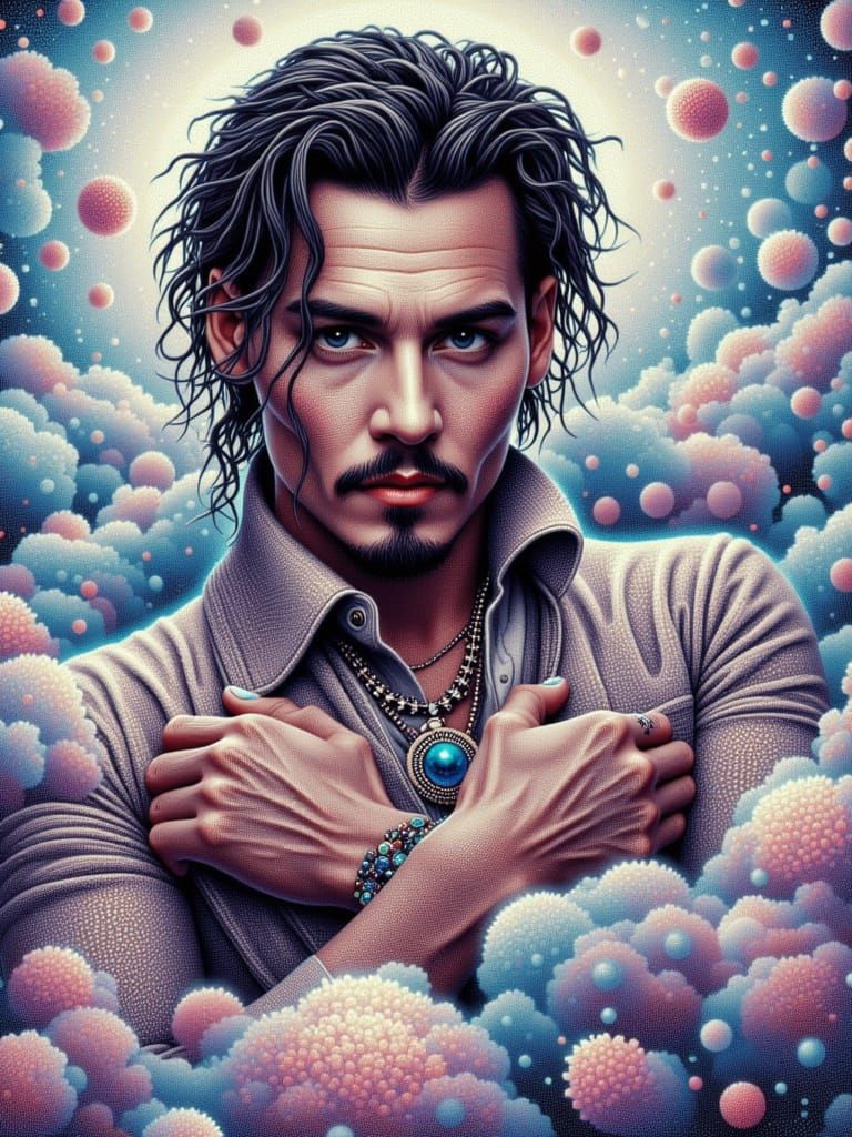 <lora:dot pointalism:1.0> Johnny Depp
