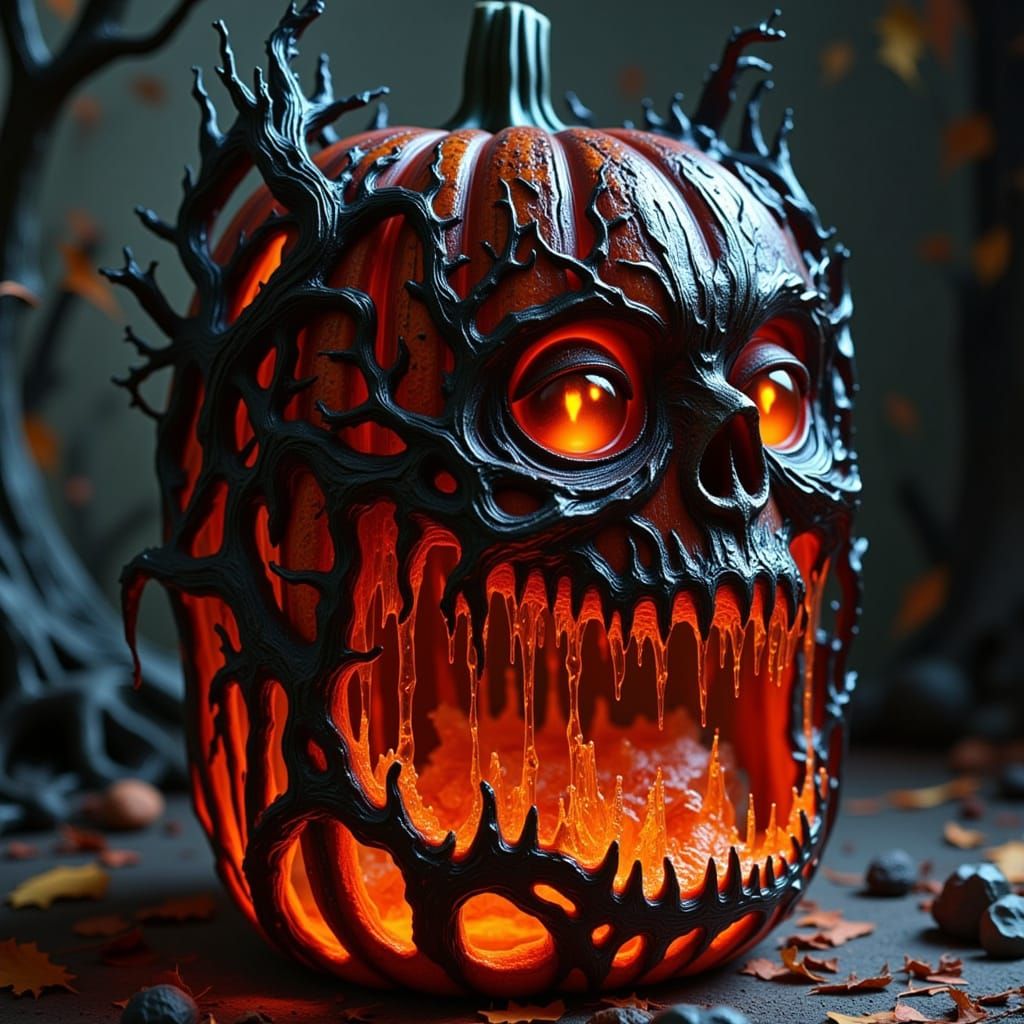 Wendigo Devouring Pumpkin Pie with Burton Big Eyes