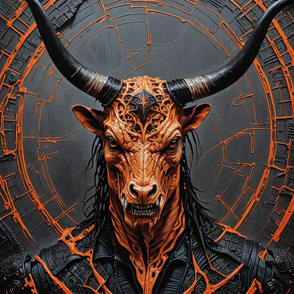 Gothic Cyberpunk Texas Longhorn Cenobite