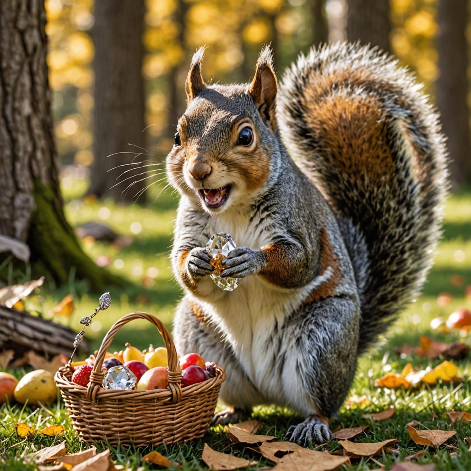Mischievous Squirrel Stealing a Diamond Ring