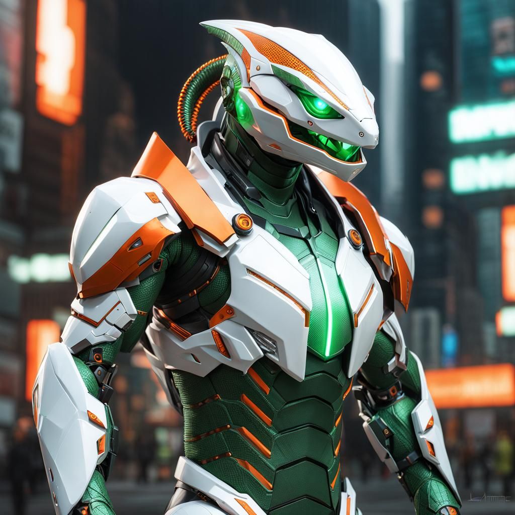 Cyborg Lizardman Soldier in Cyberpunk Style
