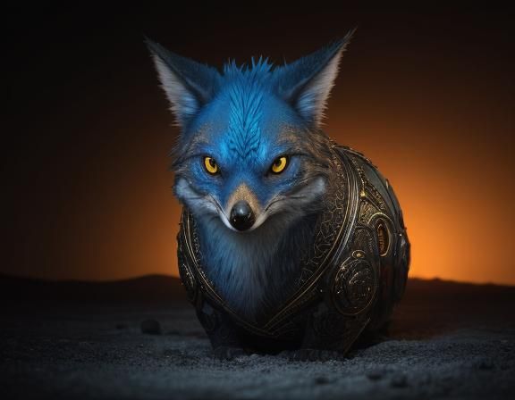 Hyperrealistic Alien on Encaustic Mandala in Desert