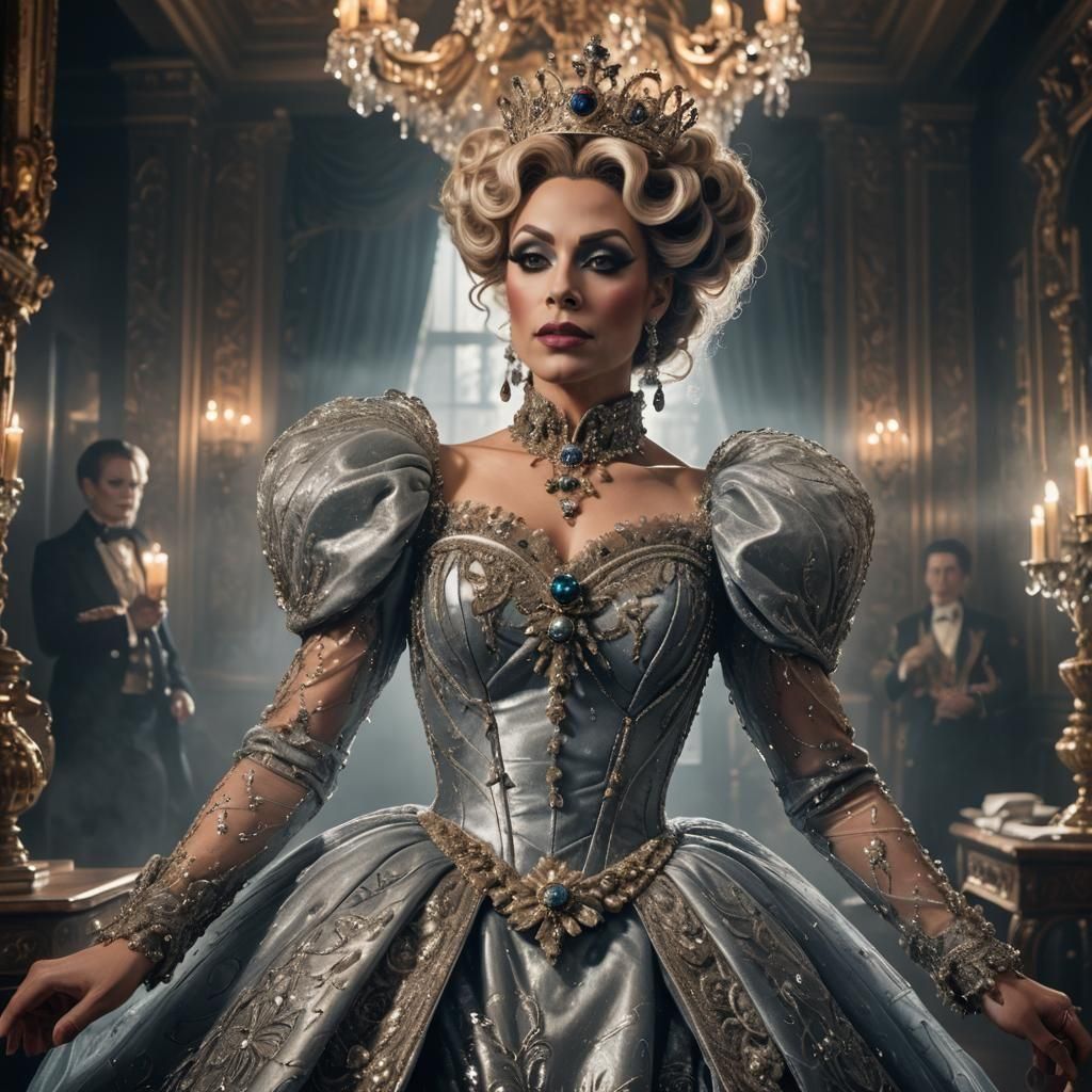Victorian Drag Queen with Sparkly Crown