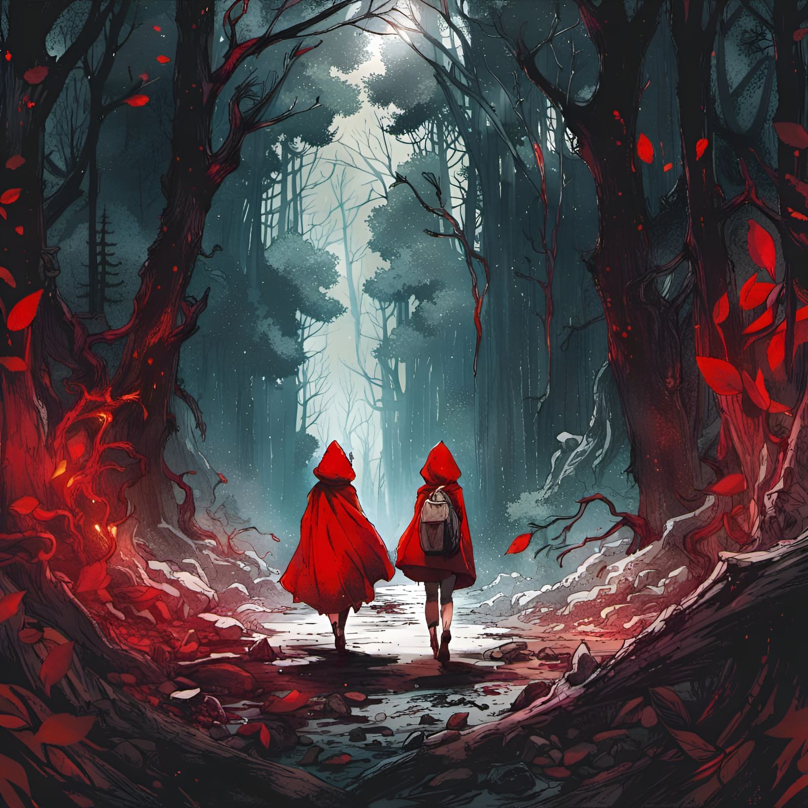 Little red hoods walking down their death.